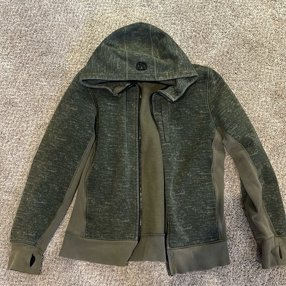 Lulu Lemon green thick full zip hoodie.